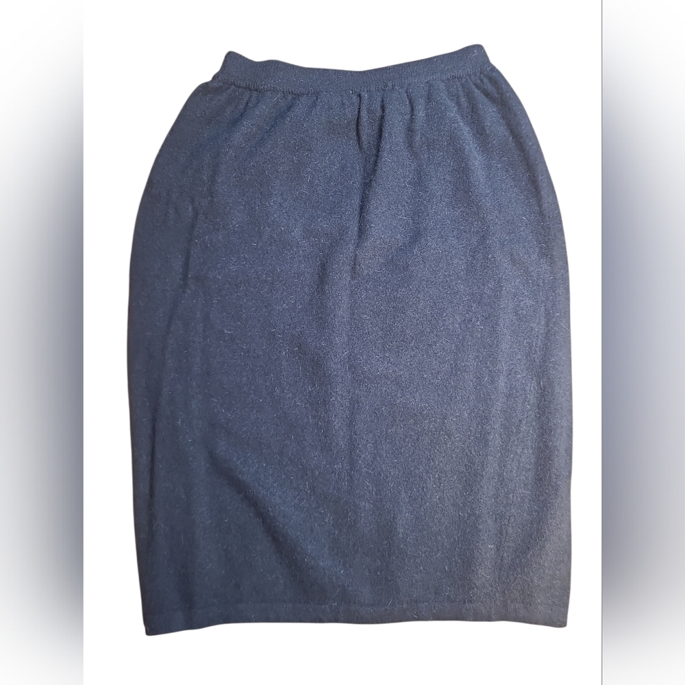 Liz Claiborne Black Vintage Pencil Skirt Wool And Angora Knit Size Medium